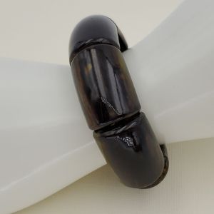 Dark Green & Brown Wood Pattern Stretch Bracelet